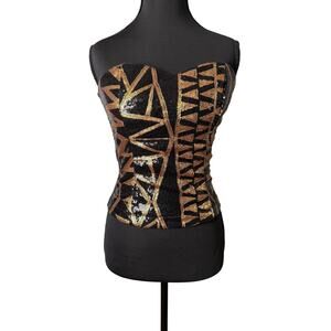Vintage Y2K Sequin Corset-Style Body Central Baddie Festival Art Deco Mob Wife